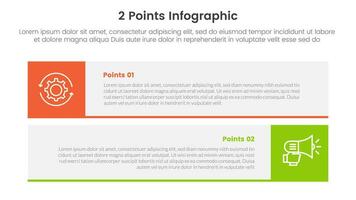 versus o comparar y comparación concepto para infografía modelo bandera con largo rectángulo caja horizontal con dos punto lista información vector