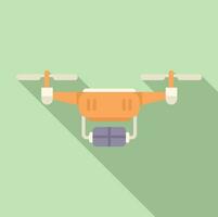 Parcel drone delivery icon flat vector. Smart digital tech vector