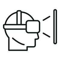 Augmented reality man headset icon outline vector. Cube reality marker vector