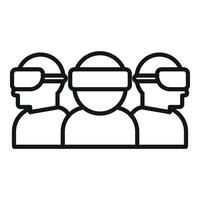 Group people in augmented reality icon outline vector. Game control vector