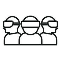 Group people in augmented reality icon outline vector. Game control vector