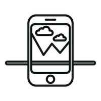 Augmented reality phone landscape icon outline vector. Scan game vector