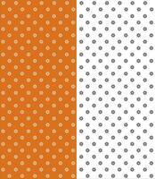 black and white flowers on orange and white background fabric design and pattern vector