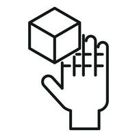 Augmented reality hand control icon outline vector. Cyber device vector