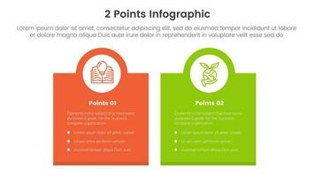 versus or compare and comparison concept for infographic template banner with box banner and circle on top with two point list information vector