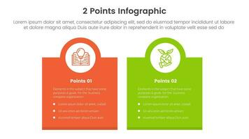 versus o comparar y comparación concepto para infografía modelo bandera con caja bandera y circulo en parte superior con dos punto lista información vector