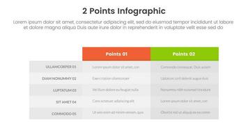 versus o comparar y comparación concepto para infografía modelo bandera con caja mesa columna con dos punto lista información vector