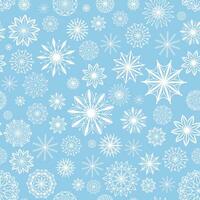 Beautiful neutral snowflakes seamless pattern. White snowflakes decorated with circles and dots background. Christmas and New Year theme. Winter print for wallpaper, textile, wrapping, paper vector