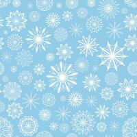 hermosa neutral copos de nieve sin costura modelo. blanco copos de nieve decorado con círculos y puntos antecedentes. Navidad y nuevo año tema. invierno impresión para fondo de pantalla, textil, envase, papel vector