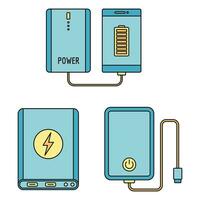 Phone power bank icon set vector color
