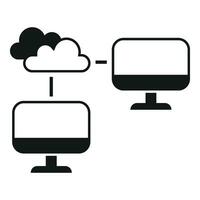 Computer data transfer icon simple vector. Station work vector