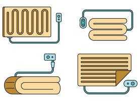 Heated blanket icon set vector color