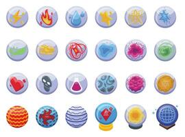 Game orbs icons set isometric vector. Magical game fantasy vector