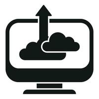 computadora subir datos nube icono sencillo vector. inteligente oficina vector