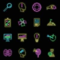 Problem solution icon set vector neon