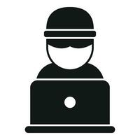 Anonymous laptop user icon simple vector. Mark person vector