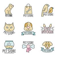 Zoo pet shop logo set vector color