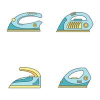 Smoothing iron drag icons set vector color