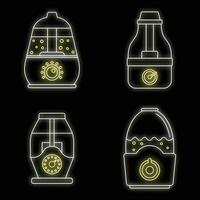 Home humidifier icon set vector neon