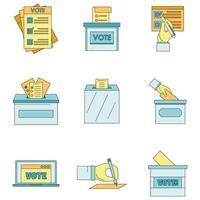 Ballot voting box vote icons set vector color