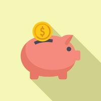 Investment piggy bank icon flat vector. Finance safe vector