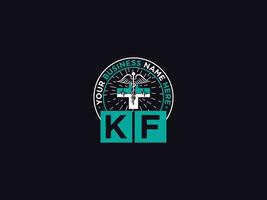 clínica kf logo carta, mínimo kf lujo médico logo para doctores vector
