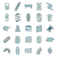 Coil spring cable icons set vector color