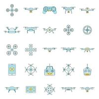 Drone camera quadcopter icons set vector color