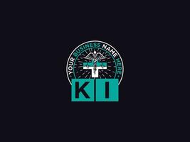 Clinic Ki Logo Letter, Minimal KI Luxury Medical Logo For Doctors vector
