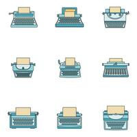 Typewriter machine keys icons set vector color