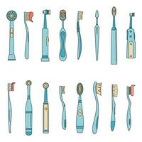 Toothbrush dental icons set vector color