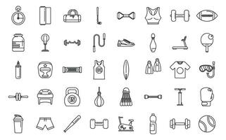 Sporting goods store icons set outline vector. Sport shop store vector