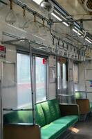 Interior Commuter Line or electric train in Jakarta, Indonesia photo
