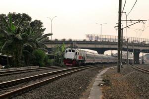 Commuter Line or electric train in Jakarta, Indonesia photo