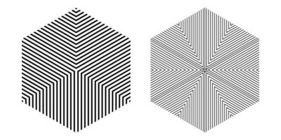 black white hexagonal stripe set vector