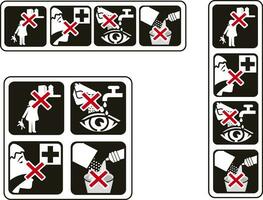 ICONS WITHOUT CHILDREN, DO NOT INGEST, DO NOT MIX, EYE CARE vector