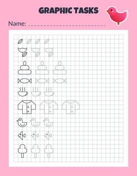 dibujo por células. educativo juego para preescolar niños. hojas de trabajo para practicando lógica y motor habilidades. juego para niños. gráfico Tareas con diferente objetos y elementos. vector ilustración