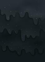 Abstract vertical background with glitter slime and flares. Glossy black texture for cover, banner, poster, card, Happy Birthday invitation and etc. Cartoon vector illustration.