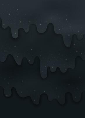 Abstract vertical background with glitter slime and flares. Glossy black texture for cover, banner, poster, card, Happy Birthday invitation and etc. Cartoon vector illustration.