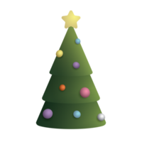 3D geometric shape as Decorated Christmas tree isolated. png