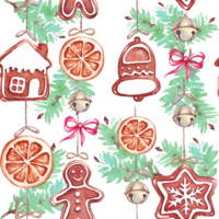 Kerstmis naadloos patroon. waterverf clip art png