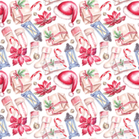 Christmas seamless pattern. Watercolor clipart png