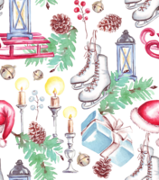 Kerstmis naadloos patroon. waterverf clip art png