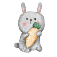 mignonne lapin dessin animé avec carotte. png