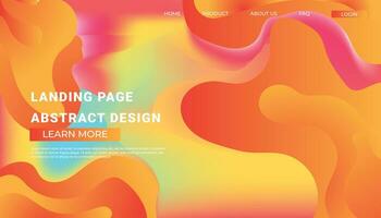 Landing page template with liquid fluid shapes and geometric patterns for business website design. Eps10 vector illustration