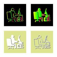 icono de vector de trabajador de computadora