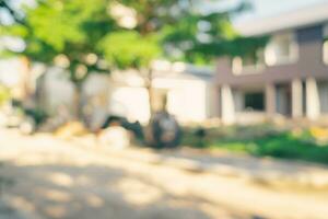 Defocused or blur with bokeh background of garden trees in sunny day photo