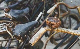 Old and dirty with rusty classic bicycle photo