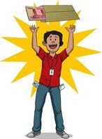 illustration of happy employee in pay day vector