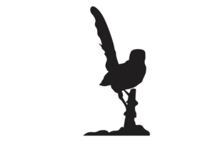 pose of a bird perched on a twig silhouette with a transparent background png